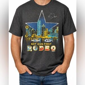Cotton Heritage XL Texas Skyline Graphic Tee “Not Our First Rodeo”(A219)
